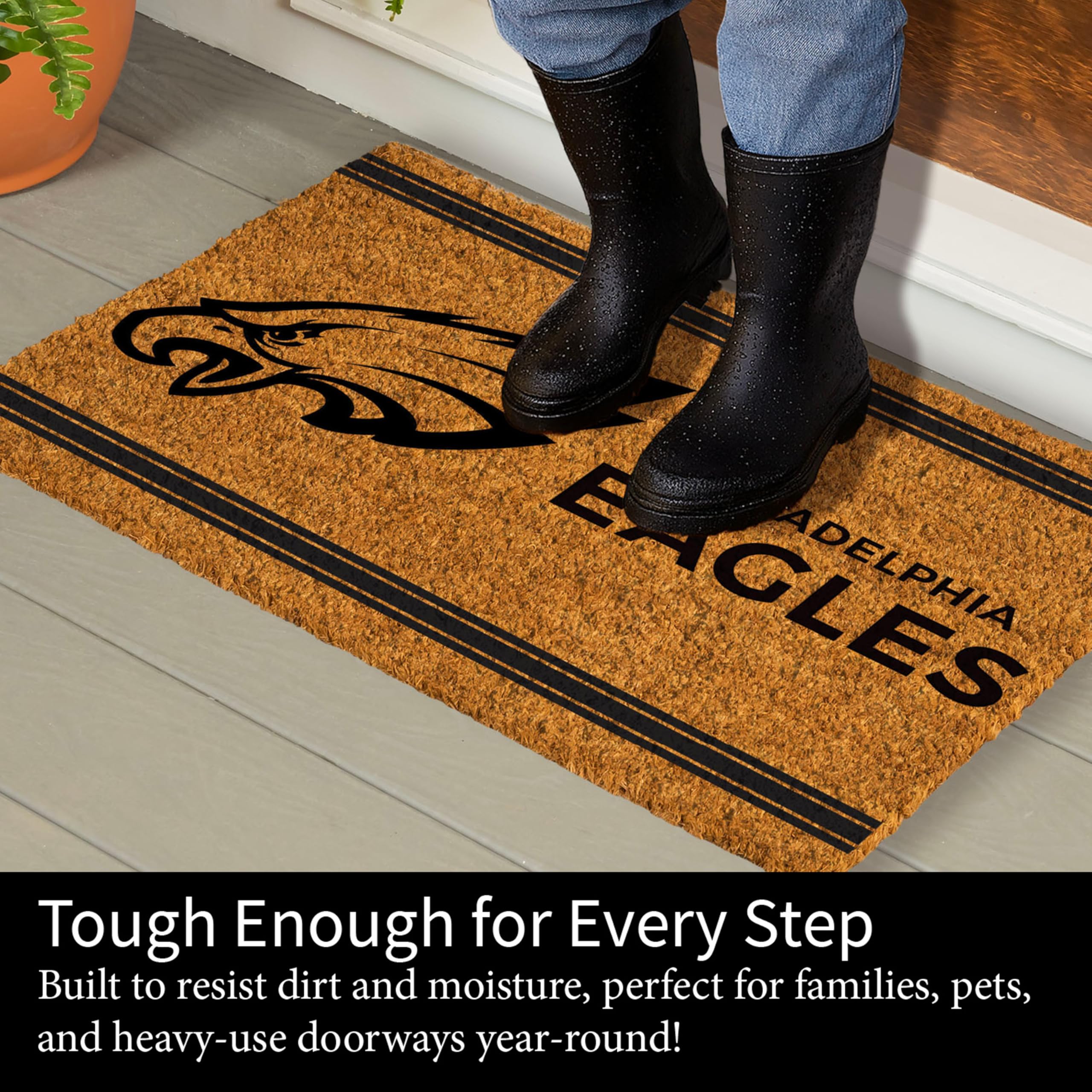 Team Sports America Recyclable PVC Vinyl Indoor/Outdoor Weather-Resistant Philadelphia Eagles Door Turf Mat 28 x .5 x 16 Inches - Image 4